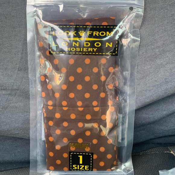 Look From London Other - Look From London FOOTLESS Tights Brown With Orange Polka Dots 1 Size Fits 5’-5’9